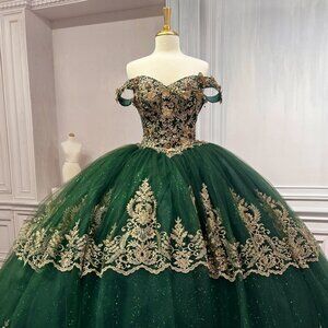 NEW LONG OFF THE SHOULDER SLEEVELESS EMBROIDERED GOWN WITH LACE UP BACK CD 15705